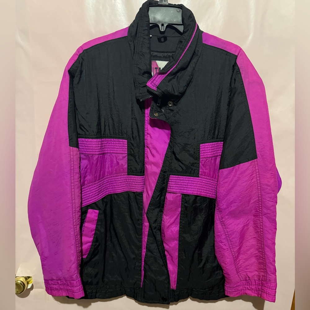 Vintage Gitano Black Fuchsia Zip Jacket Windbreaker
